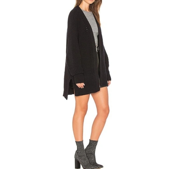 Free People Nightingale Cardi Open Front Oversized Slouchy Fit Black Sm & Lg NWT - Picture 13 of 15